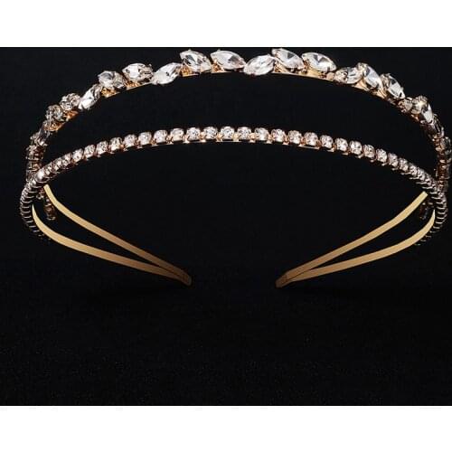 Rhinestone Inlaid Hairbands Double Row Elegant Bridal Hair Hoop Wedding Hair Accessories for Birthday Christmas Day Gift BH