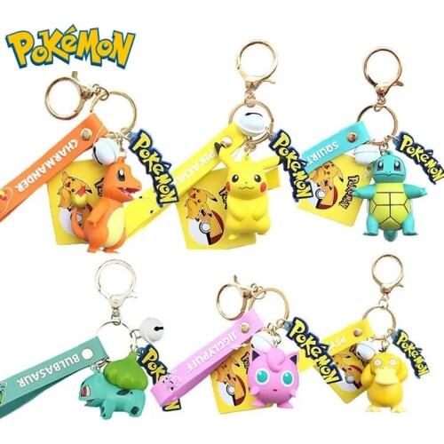 TAKARA TOMY Genuine Pokemon Action Figure Pikachu Keychain Pokémon Keyring Cute Anime Decorations Model Toys Dolls Childer Gift