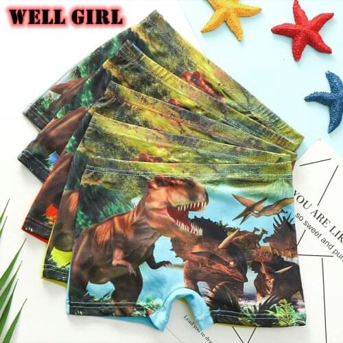 5 pcs/lot baby boys teen underwear dinosaur boxers briefs kid panties kids children underpants clothes 2 to 9 yrs W8749