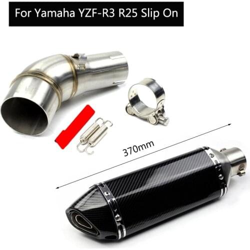 For Yamaha YZF R3 R25 Exhaust Muffler Pipe Slip On 51 mm Mid Tail Escape with Removable DB Killer Stainless Steel Modified Pipe