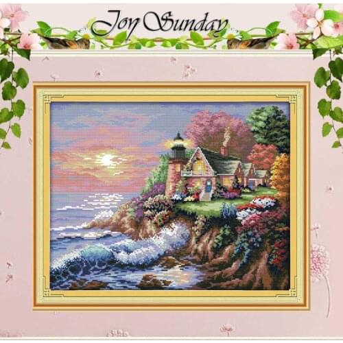 The Seaside Lighthouse Counted Cross Stitch 11CT 14CT Cross Stitch Sets Wholesale Scenic Cross-stitch Kits Embroidery Needlework