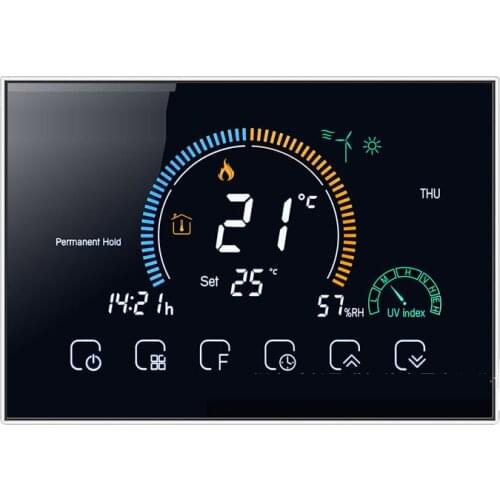 WiFi Smart Thermostat Programmable Voice APP Control LCD Water/Gas Boiler Heating Thermoregulator with UV Index Humidity Display