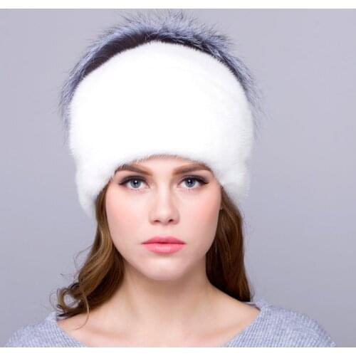 Womens Leather Hat Natural Water Mink Fur Fox Fur Hat Female Autumn and Winter Fashion Warm Genuine Leather Party Hat DHY18-02