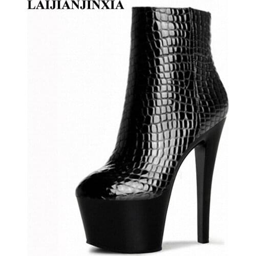 LAIJIANJINXIA New Sexy Boots Women Pole Dance Shoes Night Club Dancing Shoes Platform 17cm Ultra High Heels Ankle Boots