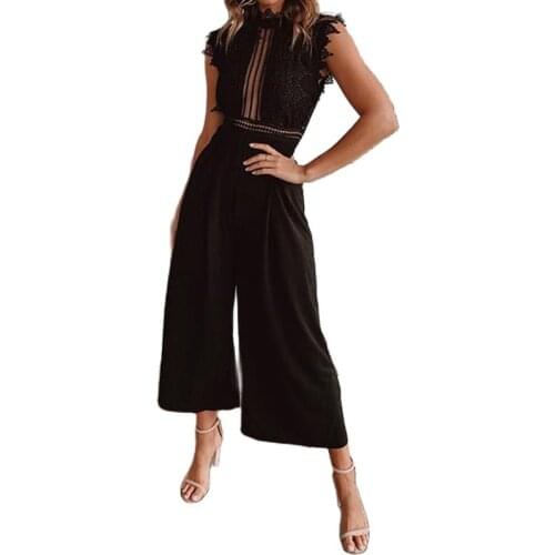 Sexy Sleeveless Backless Ruffled Jumpsuit For Women Elegant Hollow Out Womens Long Jumpsuits 2021 Autumn Romper Casual Overalls