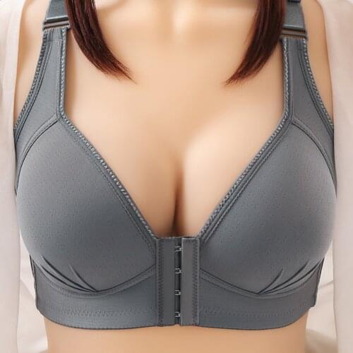 Women Front Buckle Breathable Bra Wire Free Underwear Widened Shoulder Straps Brassiere Comfort Female Summer Thin