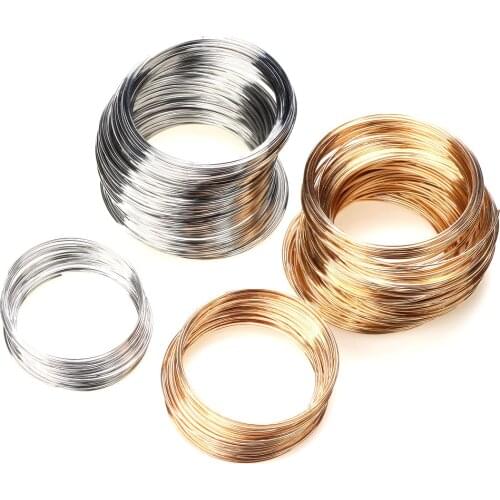 0.8MM 55/60MM Rhodium/KC Gold Memory Wire Steel Rope Beading Findings Brooches Blank Bracelet Bangles DIY Jewelry Making