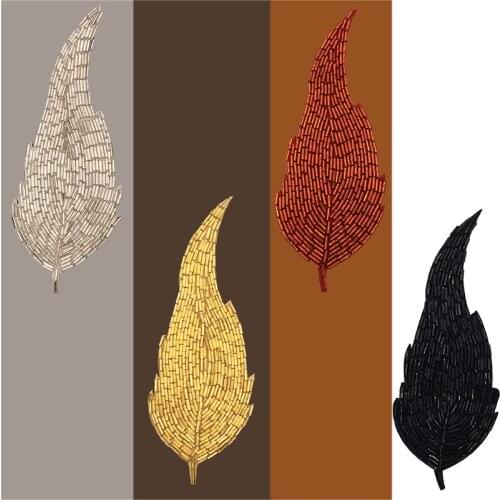 1PcsFashion handmade beadedPatches for clothes Embroidery Maple leaf Backpack patch jean jacket clothing decoration Sew yourself