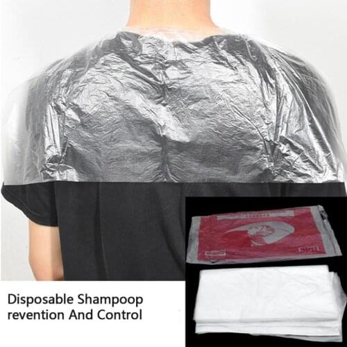 100pcs Apron Dyeing Disposable Hair Cutting Capes Coloring Hairdressing Home Salon Clothes Washing Pad Plastic Shawl