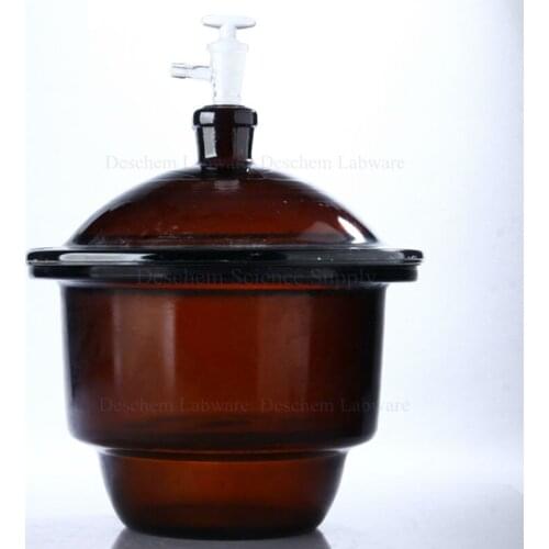 180mm,Amber Brown Glass vacuum desiccator jar,7",Lab dryer,Lid with Valve