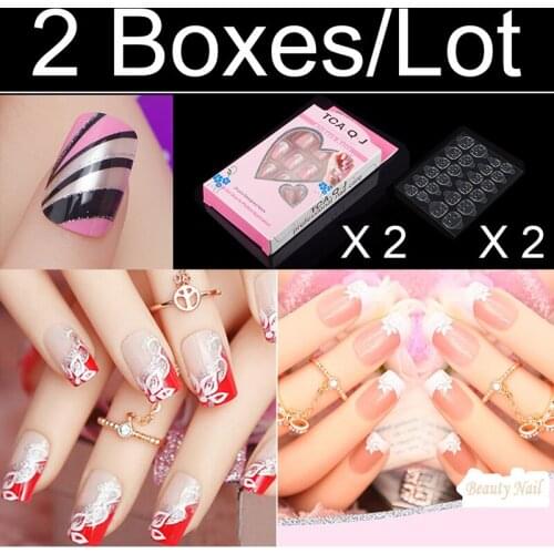 2 Boxes/lot faux nails,acrylic full cover nail tips,fake nails with designs,false nail art tips,press on nails,finger nails art
