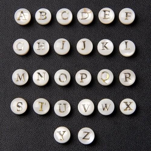 26 Pcs/Lot Wholesale Natural Shell DIY Loose Beads Flat Round Capital Letter For Necklace Bracelet New 100% Brand Shell Hot Sale