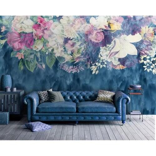 Beibehang 3D custom wallpaper mural Nordic minimalist retro abstract rose flower bedroom background decorative painting