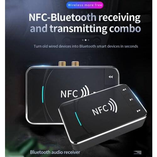 NFC 5.0 Bluetooth Receiver A2DP AUX 3.5mm RCA Jack USB Smart Playback Stereo Audio Wireless Adapter For Car Kit Speaker Adapter