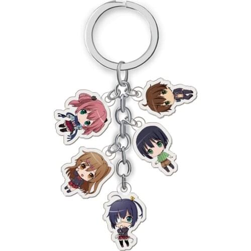 5pcs Chuunibyou Demo Koi ga Shitai Togashi Yuuta Rikka Nibutani Shinka Figure Pendant KeyChain Charm Key Ring gift