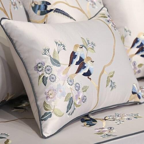 Antique Embroidery Birds Pillow Cushion Cover Cojines Decorativos Para Sofa Decorative Pillows Women For Home Cushions Coussin