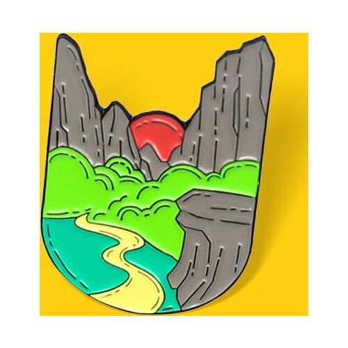 Mountains Wood Jungle Rivers Brooches Peak Nature Forest Camping Adventure Amateur Enamel Pin Lapel Badge Jewelry Wholesale