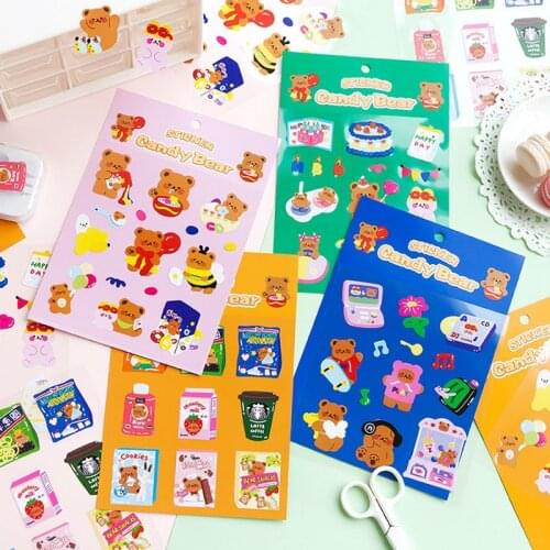 Cartoon Candy Bear Sticker Decorative DIY Diary Scrapbooking Planner Journal Planner Stickers Kawaii Stationery School Supplies