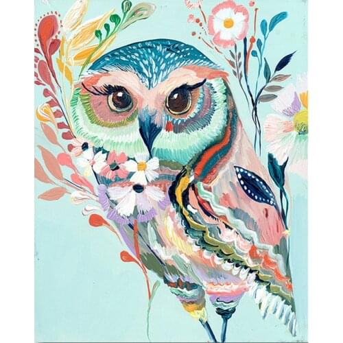 GATYZTORY Painting By Numbers Owl Color Canvas Acrylic Paint Adult DIY Kits Drawing Frame Picture By Numbers Decoration Home