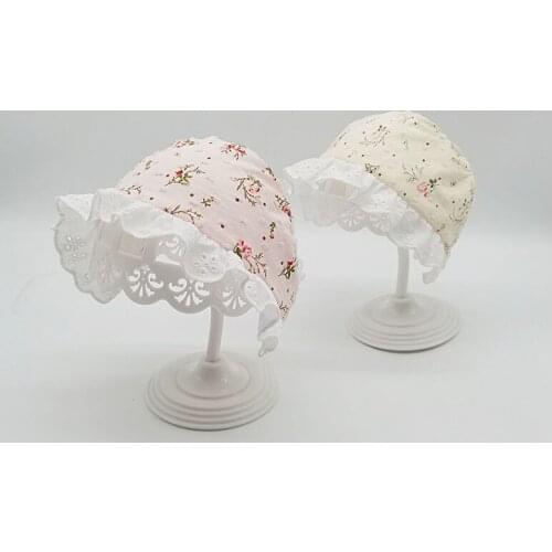 Cute Lace Newborn Baby Hat Photography Props Flower Summer Baby Accessories Girl Sun Hat Breathable Cotton Infant Bonnet Caps