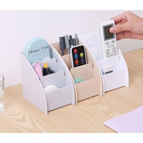 Kawaii 3 Grid Trapezoid Desk Pen Holder White Pencil Storage Box Desktop Organizer Stand Case School Office Stationery