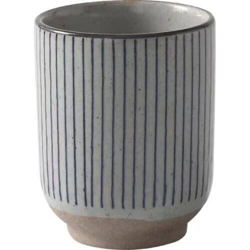 Japanese Ceramic Coffee Cup Soup Wine Cups Coarse Pottery Hand Painted Lattice Pattern Teacup Originality