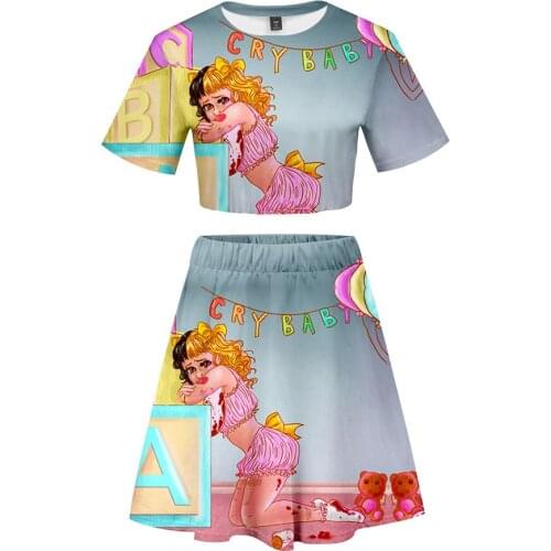 Cry Baby Melanie Martinez Two Piece Set Sexy Short Skirt Suit Summer Umbilical T Shirt Woman Fashion Casual Cool Tracksuit