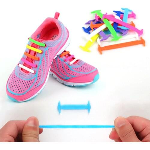 Creative Children Shoelaces Sport Athletic No Tie Shoelaces Child Shoes Laces Lazy Elastic Silicone Shoe Lace Sneakers Fit Strap