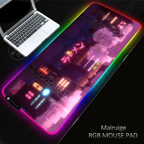 Creative LED Light XXL Girly Pink Gaming Mouse Pad RGB Large XL Keyboard Cover Non-Slip Rubber Base Computer Desk Mat PC For LOL