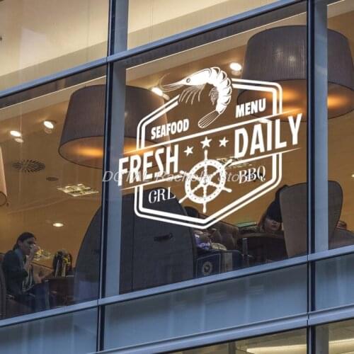 Seafood Restaurant Sticker Decor Shrimp Vinyl Wall Decal Kitchen Dining Room Sticker Bar Drink Art