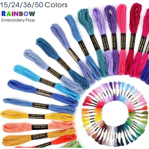 DIY Knitting Embroidery Floss Cross Stitch Thread Rainbow Color String Line Craft Gift