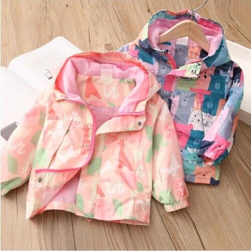 New Summer Autumn Kids Coats Fashion Cartoon Print Baby Girls & Boys Outerwear 1-6Y Children Hooded Top Clothes For Boys / Girls