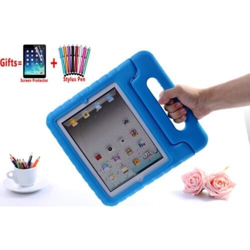 Shockproof Kids Handle case For Apple iPad 2 3 4 EVA Foam Cover For iPad2 ipad3 ipad4 Funda Coque Stand Protective Case + Flim
