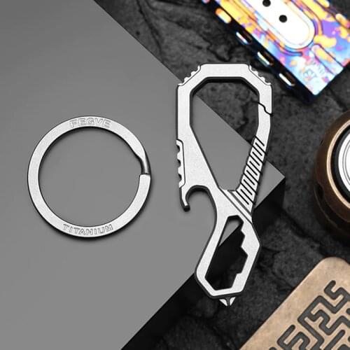 Real Titanium Luxury Keychain Multifunction Carbine Car Key Chain Screwdriver Buckle EDC Key Holder for Man Gift Dropshipping