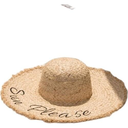 Straw Hat Handmade Weave Sun Hats For Women Large Brim Outdoor Beach Cap Panama hat