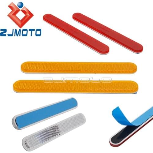 2Pcs Motorbike Reflective Strip Stick Latch Covers Reflectors For Harley Cafe Racer Car ATV Truck Front Rear Warning Reflector