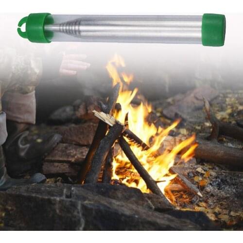Blow Fire Tube Pocket Size Collapsible Stainless Steel Fire Bellows Pipe Campfire Tool for Outdoor Survival