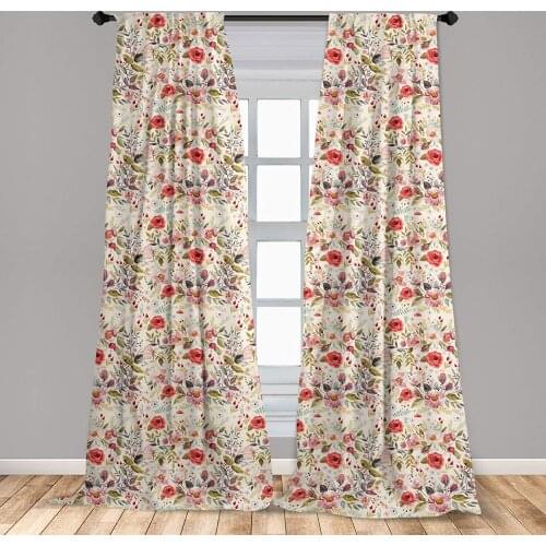 Spring Curtains Romantic Springtime Composition with Various Types of Flowers on Cream Background Window Curtains Living Room