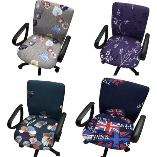 Waterproof Elastic Chair Covers Anti-dirty Rotating Stretch Office Computer Desk Seat Chair Cover Removable Printed Slipcovers