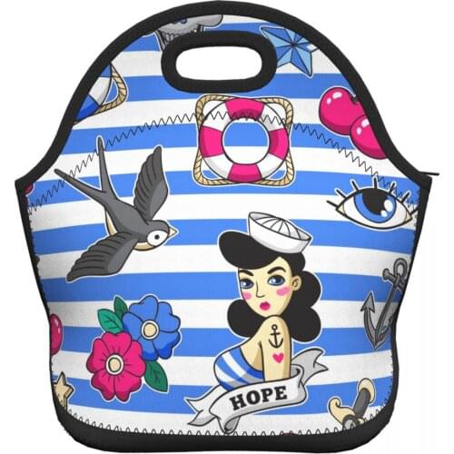 Colorful Prints Womens Girls Lunch Bags Insualted Food Organizer Top Handle Pouch Bags for Office School Picnic