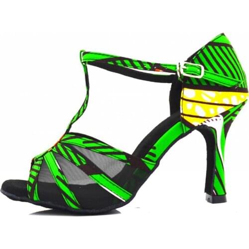 Latin Dance Shoes Ladies 2018 evkoodance Red African black mesh female Latin Salsa Ballroom Dancing Shoes For Women Evkoo-491