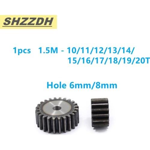 Spur gear 1.5M 10T11T12T13T14T15T16T17T18T19T20T inner hole 6mm/8mm flat gear 45# steel material CNC frame parts