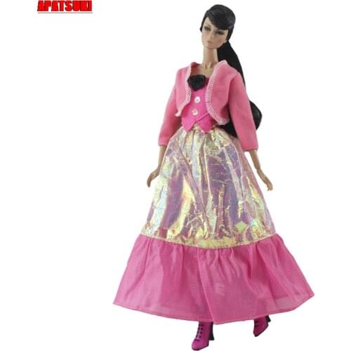 1Set Doll Clothes Pink Coat Top & Skirt Fashion Outfits For Barbie Doll Dress Dollhouse 1/6 Dolls Accessories Children DIY Toys
