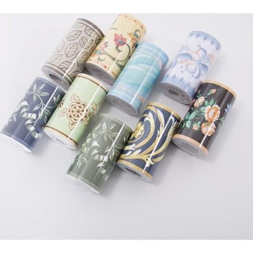 10m waterproof baseboard self-adhesive wall stickers waist border floor stickers 3D antique brick retro wallpaper border