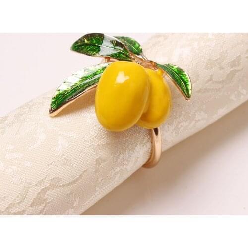 10PCS Metal Napkin Ring Lemon Napkin Holder Yellow Red Napkin Ring Desktop Decoration Western Food Family Party Hotel Decoration