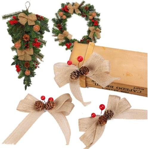 2pcs 5pcs10pcsDIY Decorative Bows Pine Cones And Red Fruit Decorations Christmas Wreaths Christmas Tree Decorations