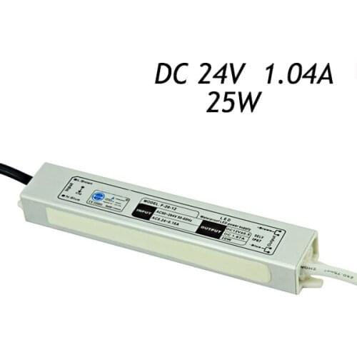 30Pcs 24V 1.04A 25W IP67 Waterproof Switching Power Supply Driver for LED Strip AC110~240V To DC 24V Transformers DHL