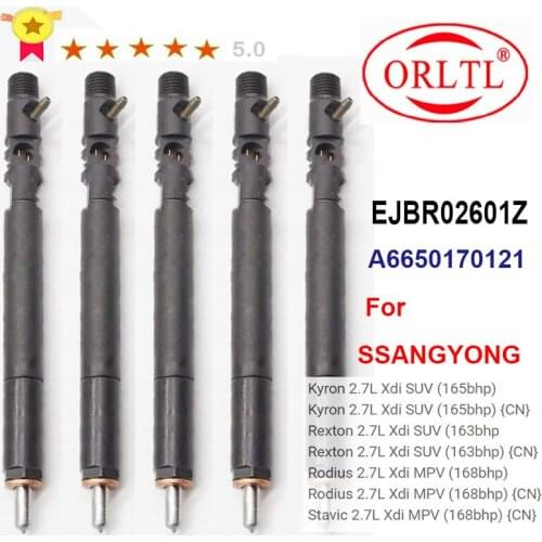 5PC New Diesel Injector EJBR02601Z EJBR03401D EJBR04401D EJBR04501D EJBR04701D A6640170222 A6640170121 For SSANGYONG Euro4/3