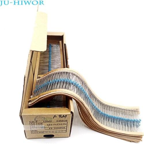 5000pcs 1/8W 1/6W 1% Metal Film Resistors 1 1.5 10 47 100 220 330 1K 10K 100K 470K Ohm 10Kohm 1Kohm Electronic Resistor