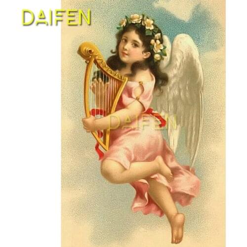 5D DIY Diamond painting Full Round Diamond mosaic Full Square Diamond embroidery Cross stitch angle with wing harp